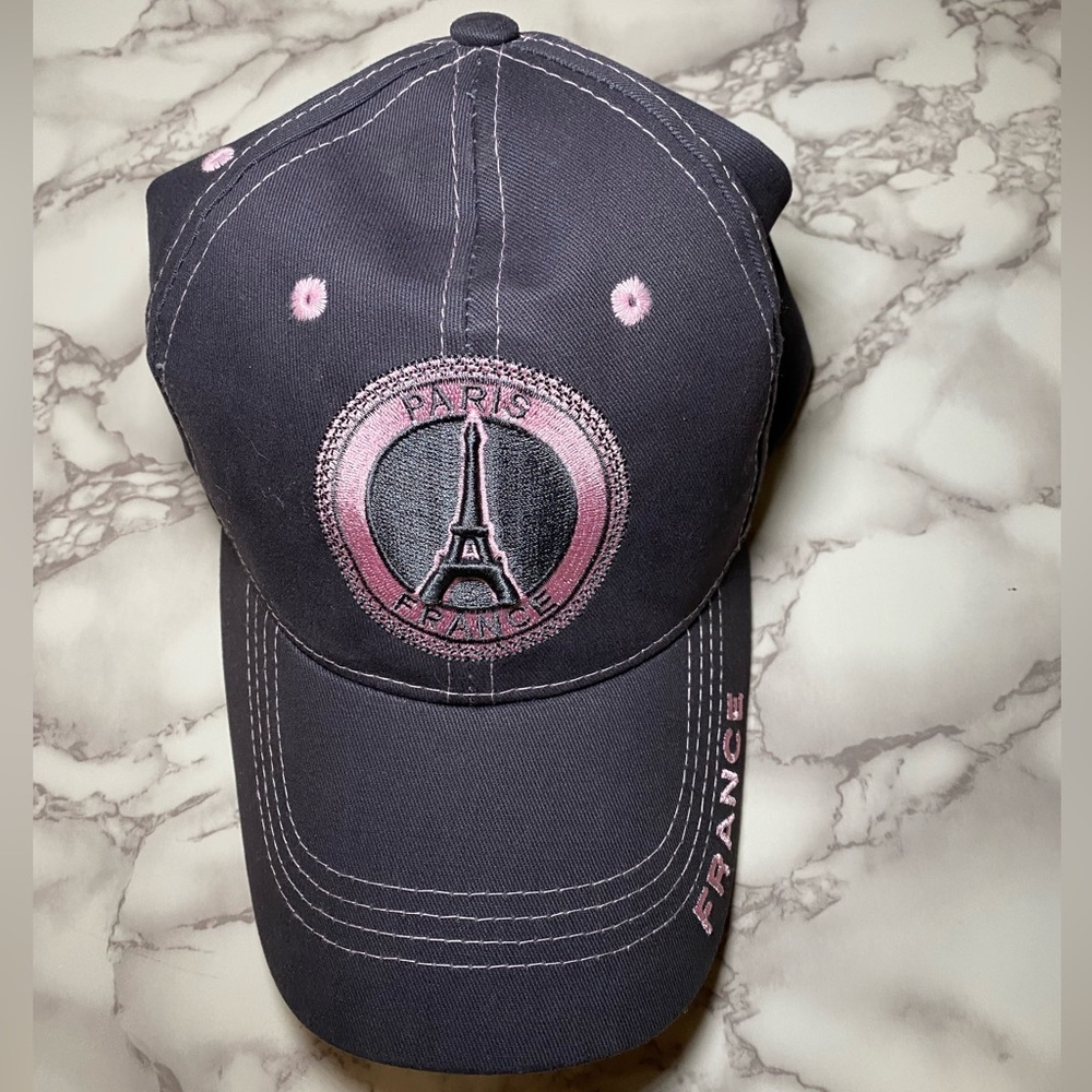 Paris France Womens Baseball Cap in Grey and Pink